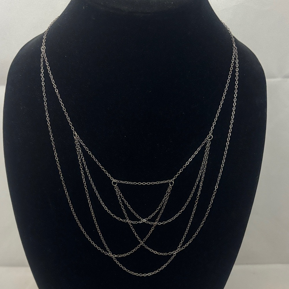 Hand Crafted Gunmetal Multi-Layer Necklace